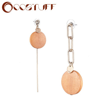 Vintage Round Wooden Dangle Earrings for Women Orange Pendientes Wholesale Female Hanging Statement Hanging Earrings 2021 Gifts daiiibabyyy